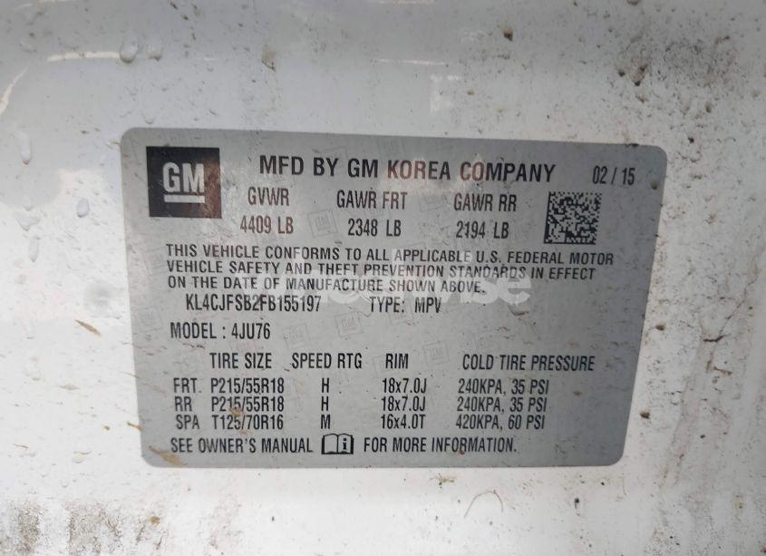 Photo 9 of 2015 Buick Encore CONVENIENCE (VIN KL4CJFSB2FB155197)