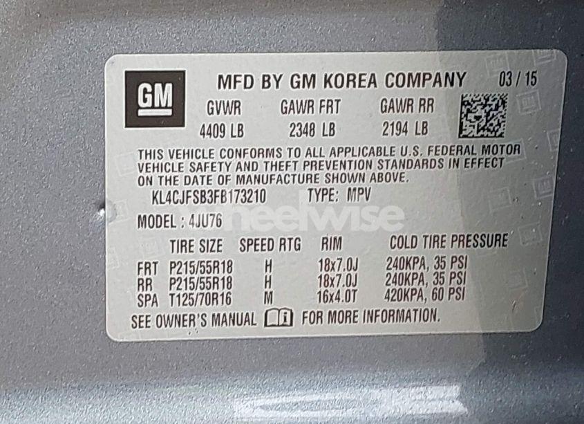 Photo 9 of 2015 Buick Encore CONVENIENCE (VIN KL4CJFSB3FB173210)