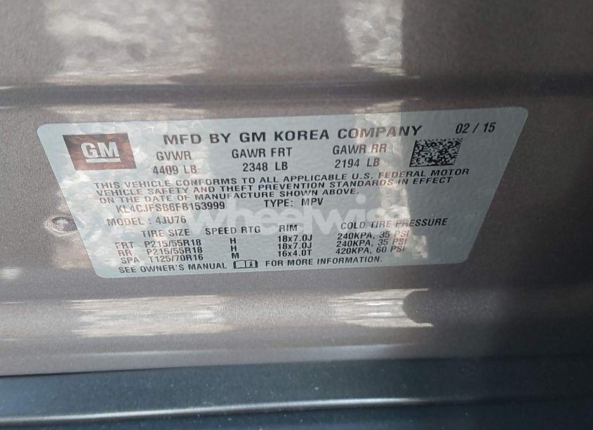 Photo 9 of 2015 Buick Encore CONVENIENCE (VIN KL4CJFSB6FB153999)