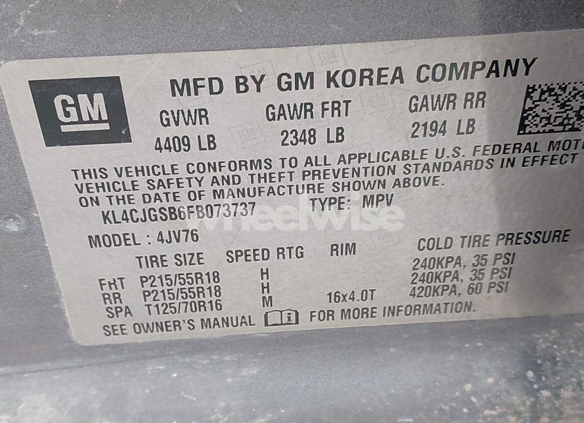 Photo 9 of 2015 Buick Encore LEATHER (VIN KL4CJGSB6FB073737)