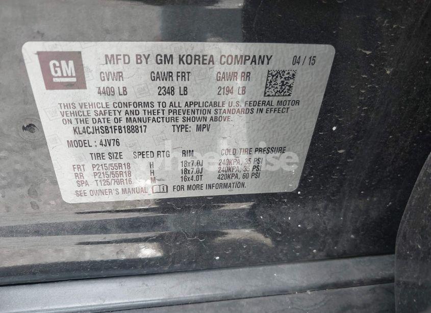 Photo 9 of 2015 Buick Encore PREMIUM (VIN KL4CJHSB1FB188817)