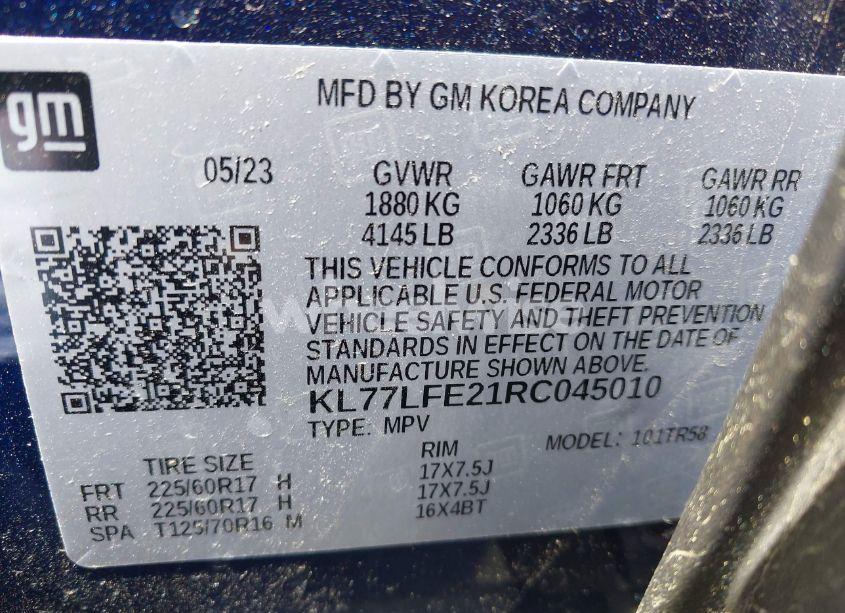 Photo 9 of 2024 Chevrolet Trax FWD SP (VIN KL77LFE21RC045010)