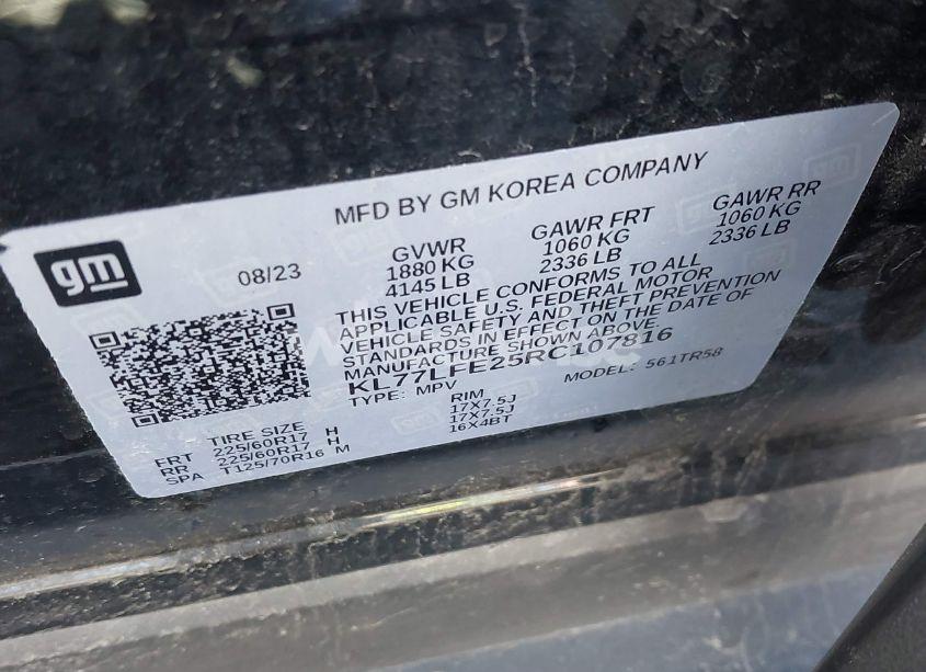 Photo 9 of 2024 Chevrolet Trax FWD SP (VIN KL77LFE25RC107816)