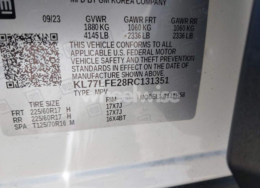 Photo 9 of 2024 Chevrolet Trax FWD SP (VIN KL77LFE28RC131351)