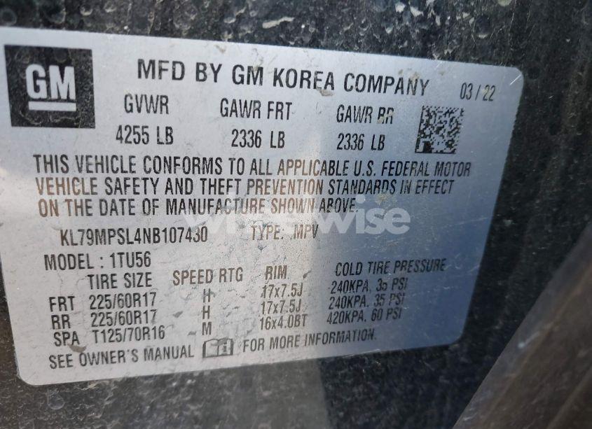 Photo 9 of 2022 Chevrolet Trailblazer FWD LT (VIN KL79MPSL4NB107430)