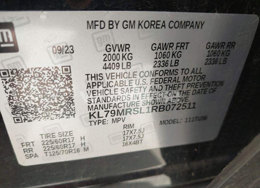 Photo 9 of 2024 Chevrolet Trailblazer AWD LT (VIN KL79MRSL1RB072511)