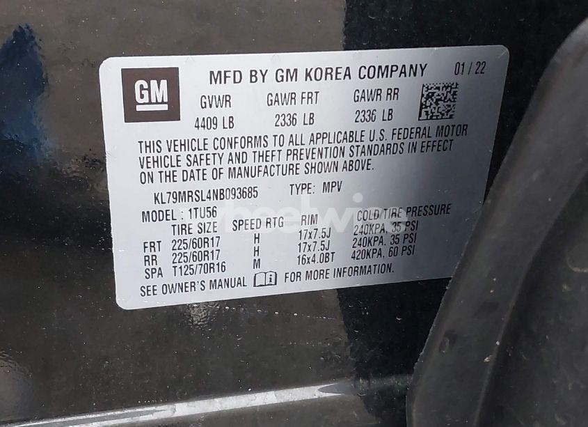 Photo 9 of 2022 Chevrolet Trailblazer AWD LT (VIN KL79MRSL4NB093685)