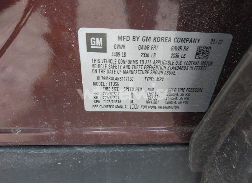 Photo 9 of 2022 Chevrolet Trailblazer AWD LT (VIN KL79MRSL4NB117130)