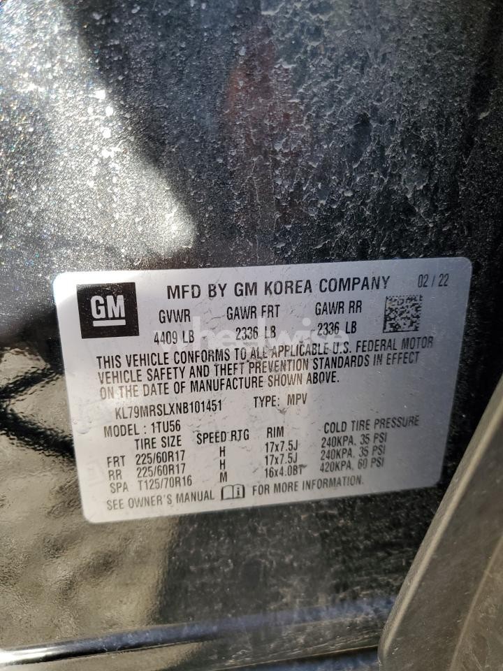 Photo 12 of 2022 CHEVROLET TRAILBLAZER LT (VIN KL79MRSLXNB101451)