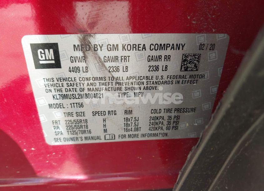 Photo 9 of 2021 Chevrolet Trailblazer AWD RS (VIN KL79MUSL2MB004021)