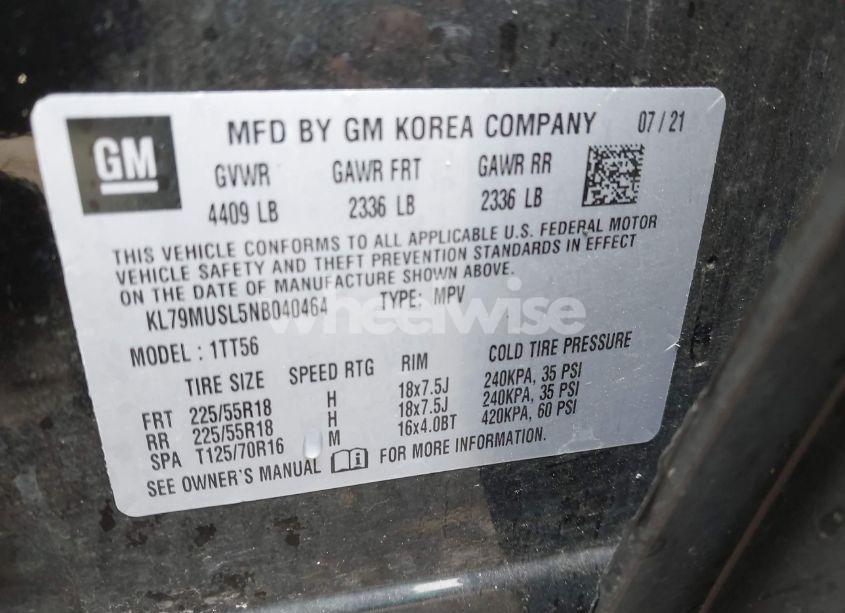 Photo 9 of 2022 Chevrolet Trailblazer AWD RS (VIN KL79MUSL5NB040464)