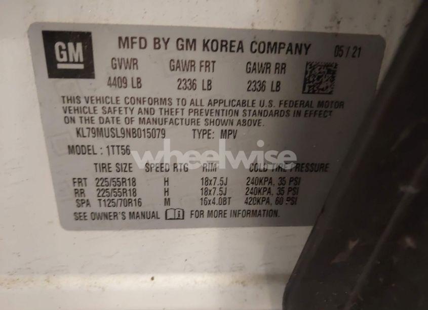 Photo 9 of 2022 Chevrolet Trailblazer AWD RS (VIN KL79MUSL9NB015079)