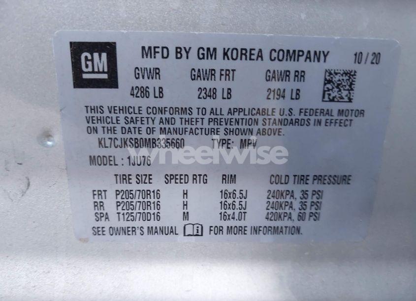 Photo 9 of 2021 Chevrolet Trax FWD LS (VIN KL7CJKSB0MB335660)