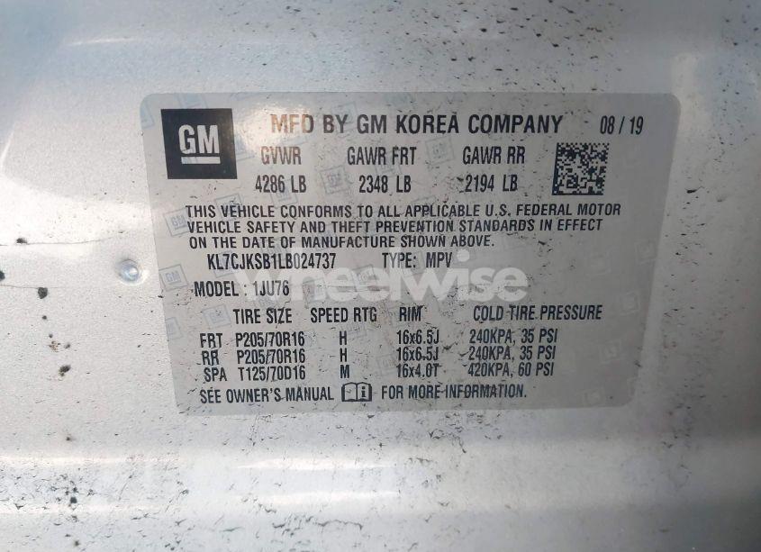 Photo 9 of 2020 Chevrolet Trax FWD LS (VIN KL7CJKSB1LB024737)