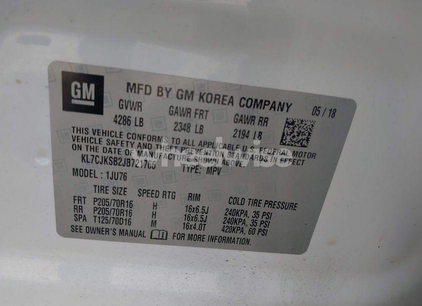 Photo 9 of 2018 Chevrolet Trax LS (VIN KL7CJKSB2JB721766)