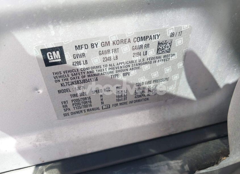 Photo 9 of 2018 Chevrolet Trax LS (VIN KL7CJKSB3JB541356)