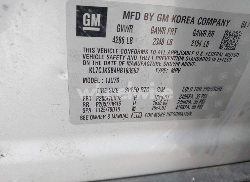 Photo 9 of 2017 Chevrolet Trax LS (VIN KL7CJKSB4HB183582)