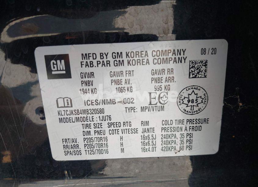 Photo 9 of 2021 Chevrolet Trax FWD LS (VIN KL7CJKSB4MB320580)