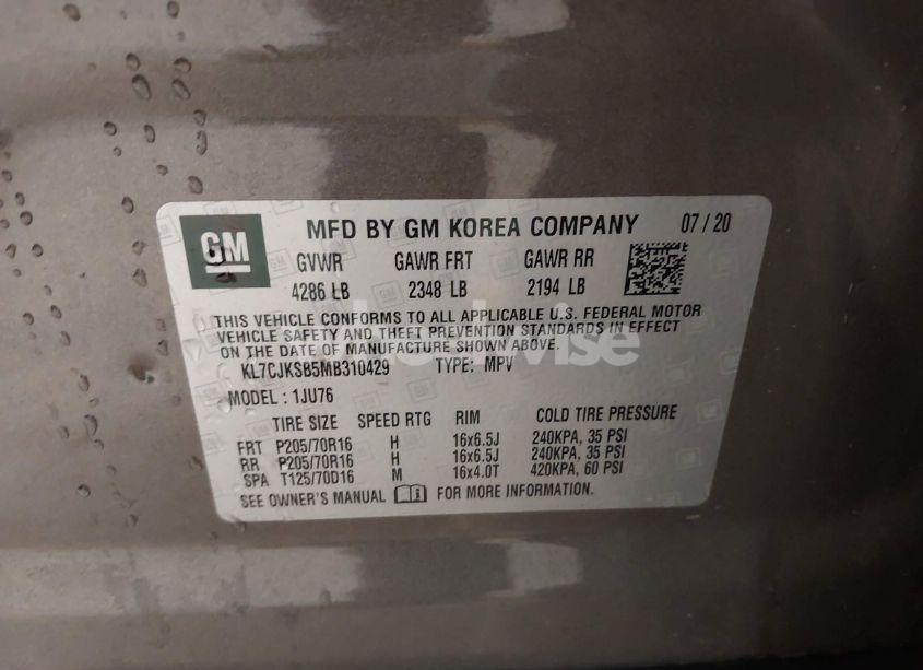 Photo 9 of 2021 Chevrolet Trax FWD LS (VIN KL7CJKSB5MB310429)