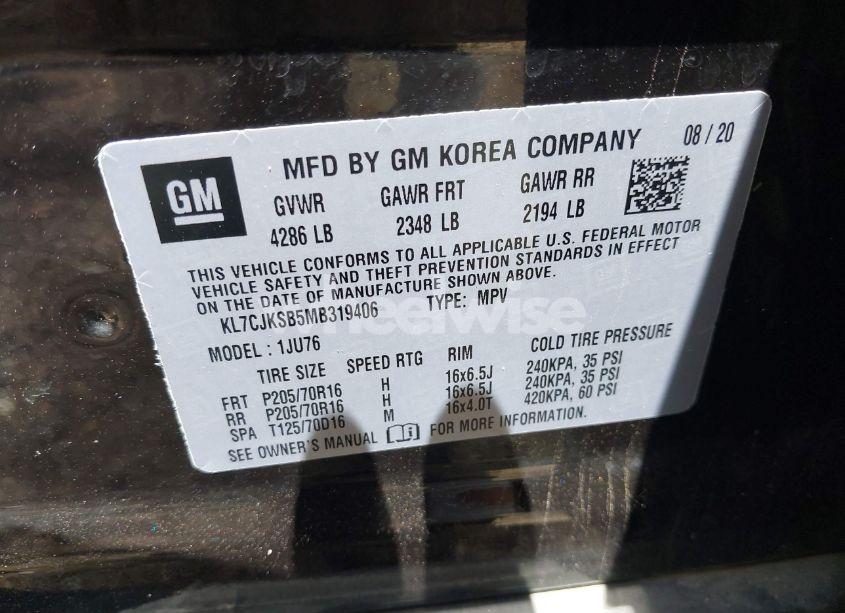 Photo 9 of 2021 Chevrolet Trax FWD LS (VIN KL7CJKSB5MB319406)