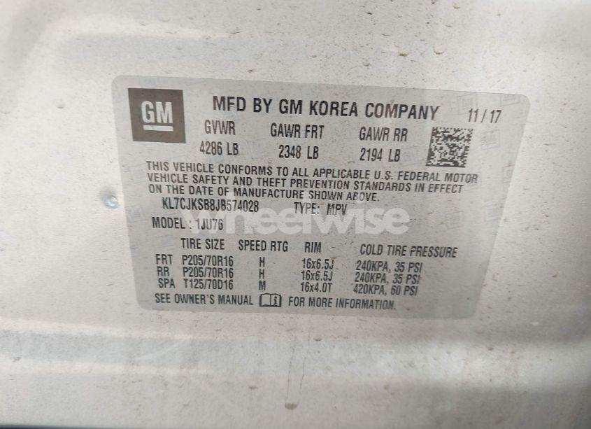 Photo 9 of 2018 Chevrolet Trax LS (VIN KL7CJKSB8JB574028)