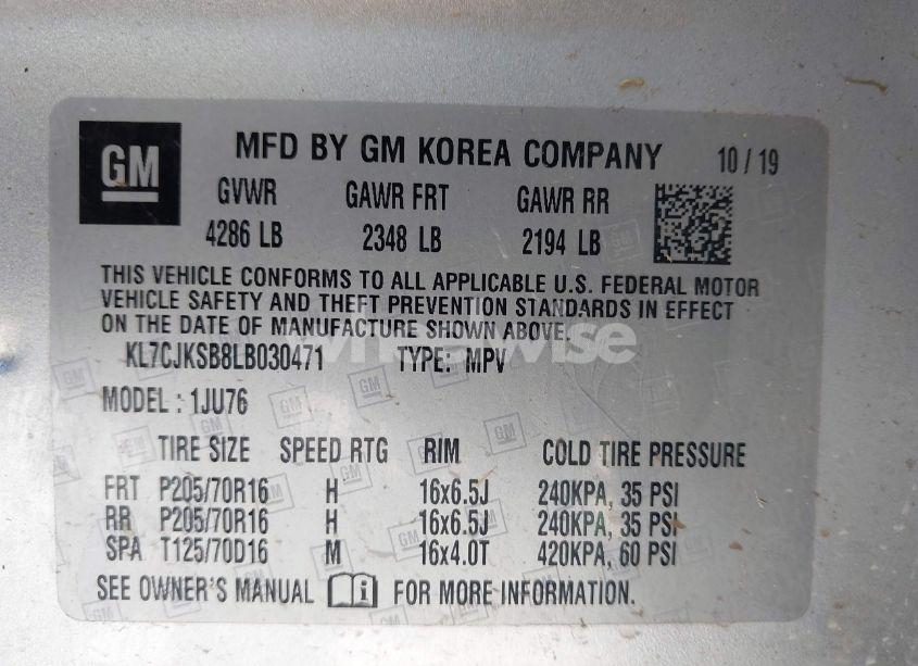 Photo 9 of 2020 Chevrolet Trax FWD LS (VIN KL7CJKSB8LB030471)