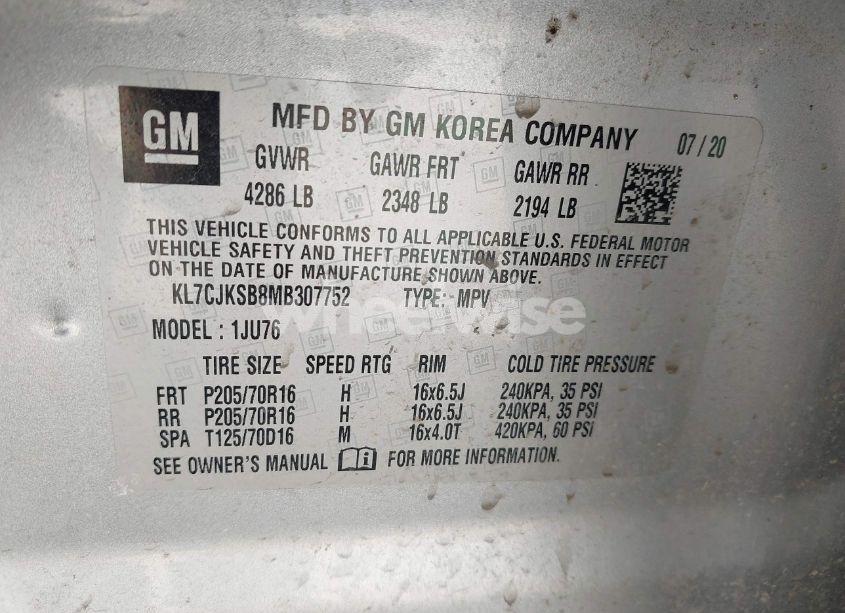 Photo 9 of 2021 Chevrolet Trax FWD LS (VIN KL7CJKSB8MB307752)