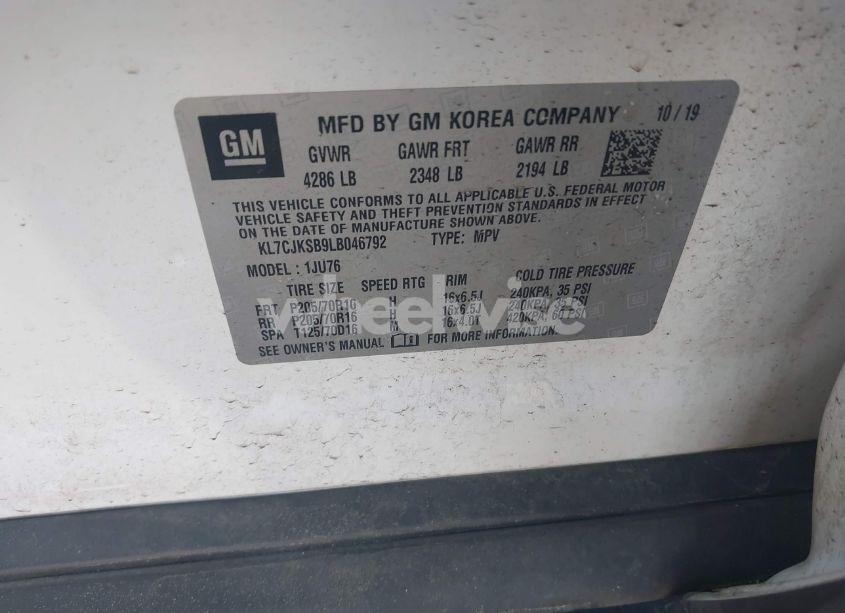 Photo 9 of 2020 Chevrolet Trax FWD LS (VIN KL7CJKSB9LB046792)