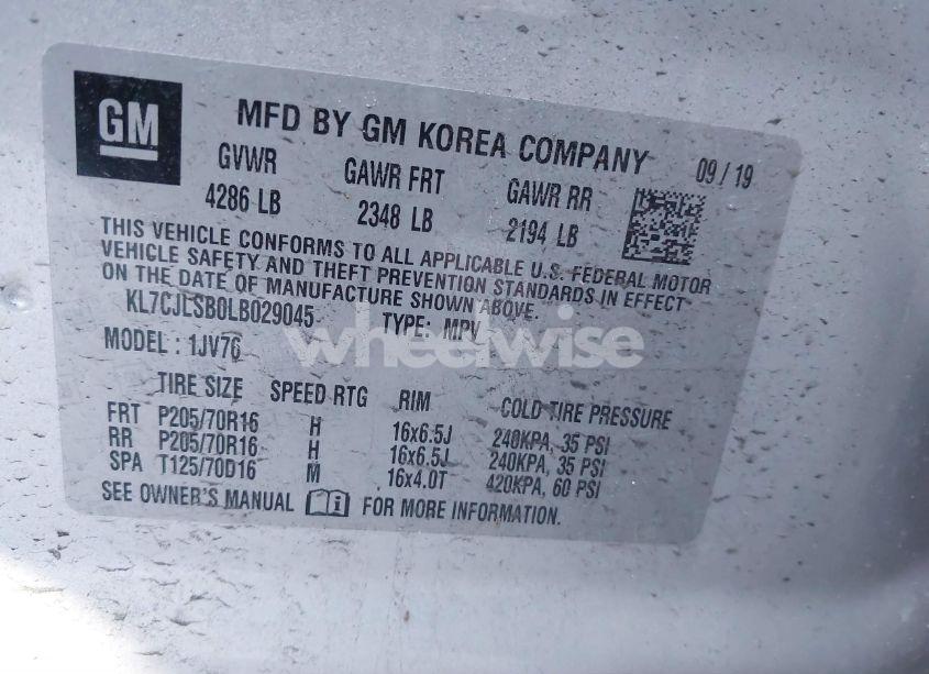 Photo 9 of 2020 Chevrolet Trax FWD LT (VIN KL7CJLSB0LB029045)