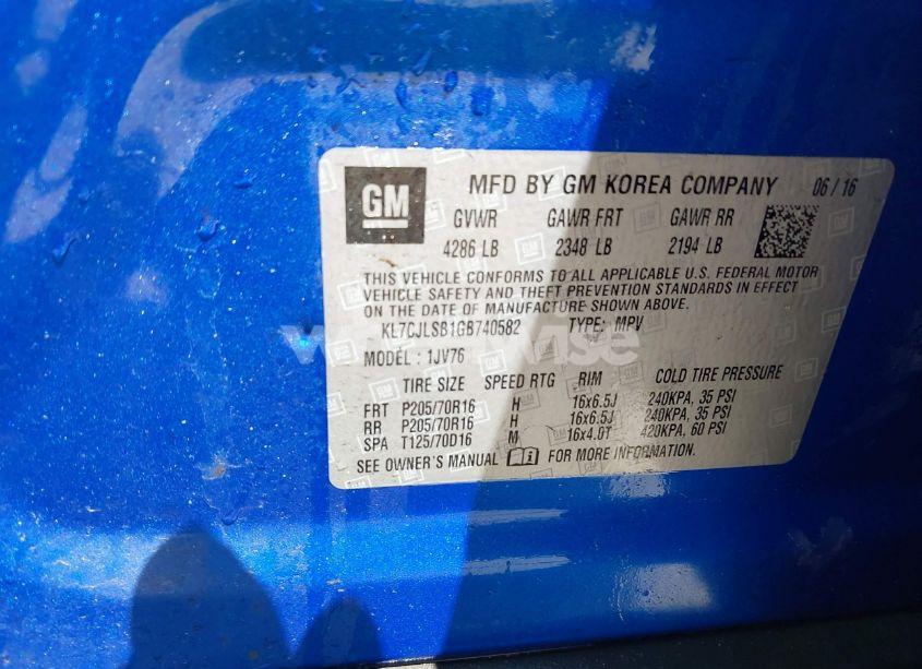 Photo 9 of 2016 Chevrolet Trax LT (VIN KL7CJLSB1GB740582)