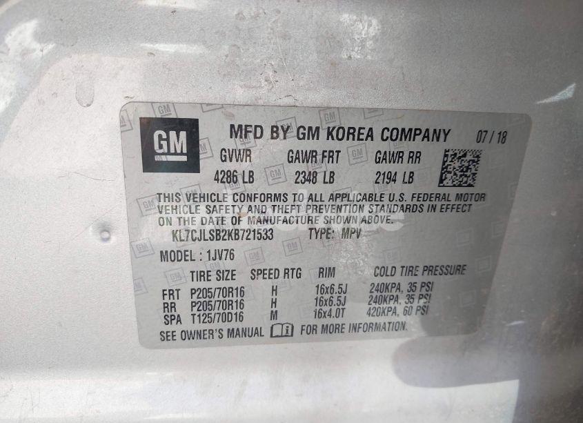 Photo 9 of 2019 Chevrolet Trax LT (VIN KL7CJLSB2KB721533)