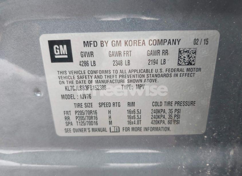 Photo 9 of 2015 Chevrolet Trax LT (VIN KL7CJLSB3FB152388)