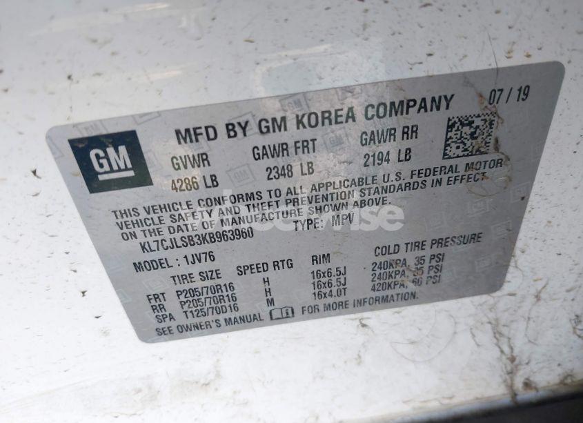 Photo 9 of 2019 Chevrolet Trax LT (VIN KL7CJLSB3KB963960)