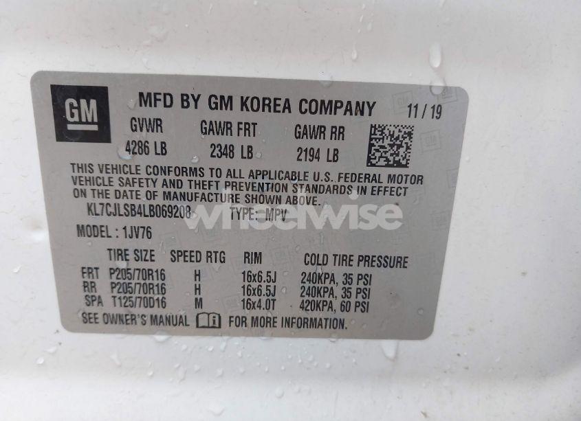 Photo 9 of 2020 Chevrolet Trax FWD LT (VIN KL7CJLSB4LB069208)