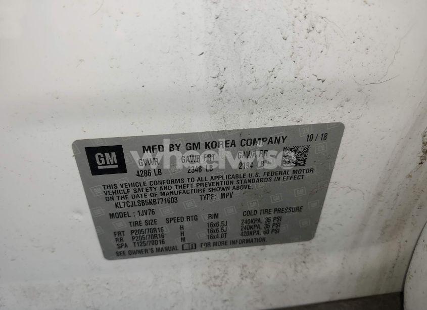 Photo 9 of 2019 Chevrolet Trax LT (VIN KL7CJLSB5KB771603)