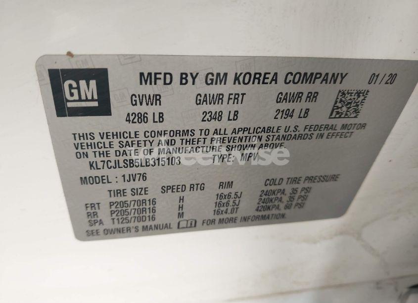 Photo 9 of 2020 Chevrolet Trax FWD LT (VIN KL7CJLSB5LB315103)