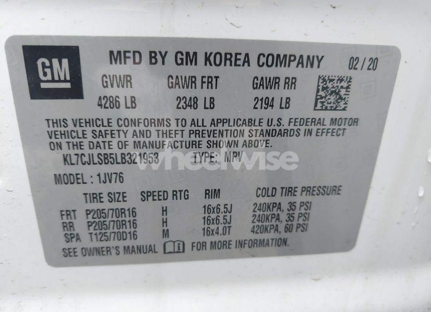 Photo 9 of 2020 Chevrolet Trax FWD LT (VIN KL7CJLSB5LB321953)