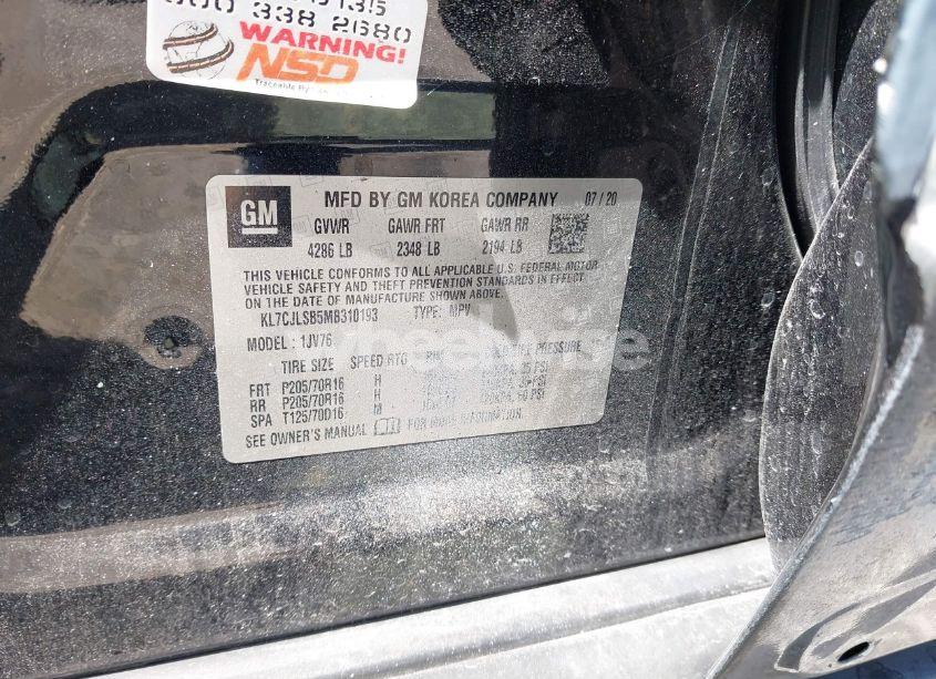 Photo 9 of 2021 Chevrolet Trax FWD LT (VIN KL7CJLSB5MB310193)