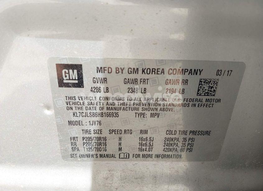 Photo 9 of 2017 Chevrolet Trax LT (VIN KL7CJLSB6HB166935)