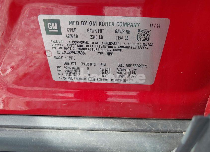 Photo 9 of 2015 Chevrolet Trax LT (VIN KL7CJLSB8FB085304)