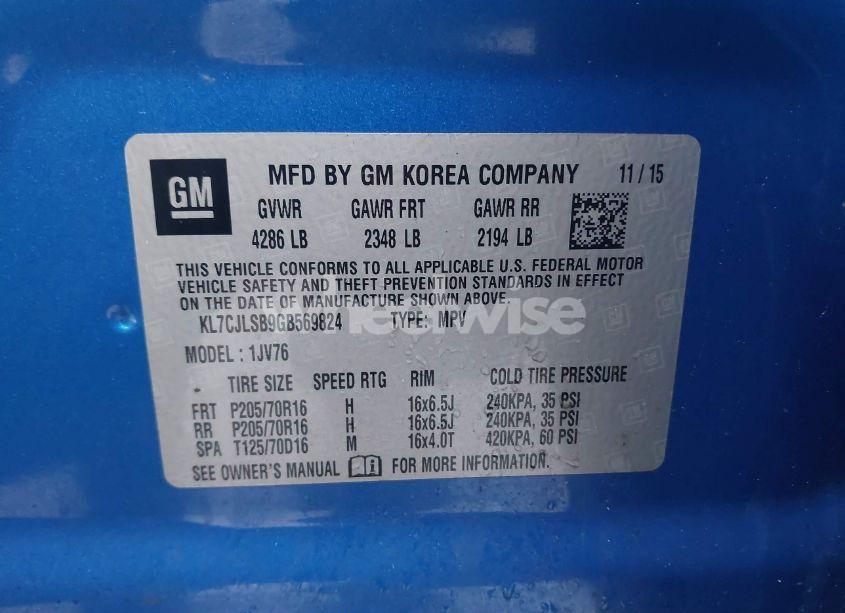 Photo 9 of 2016 Chevrolet Trax LT (VIN KL7CJLSB9GB569824)