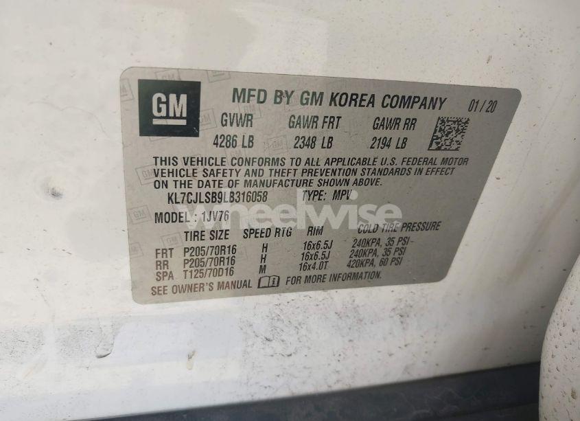 Photo 9 of 2020 Chevrolet Trax FWD LT (VIN KL7CJLSB9LB316058)