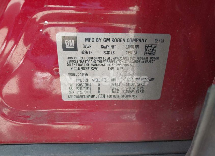 Photo 9 of 2015 Chevrolet Trax LT (VIN KL7CJLSBXFB153599)