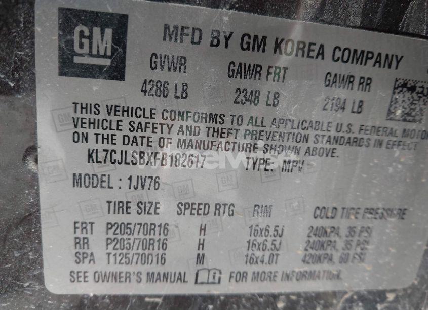 Photo 9 of 2015 Chevrolet Trax LT (VIN KL7CJLSBXFB182617)