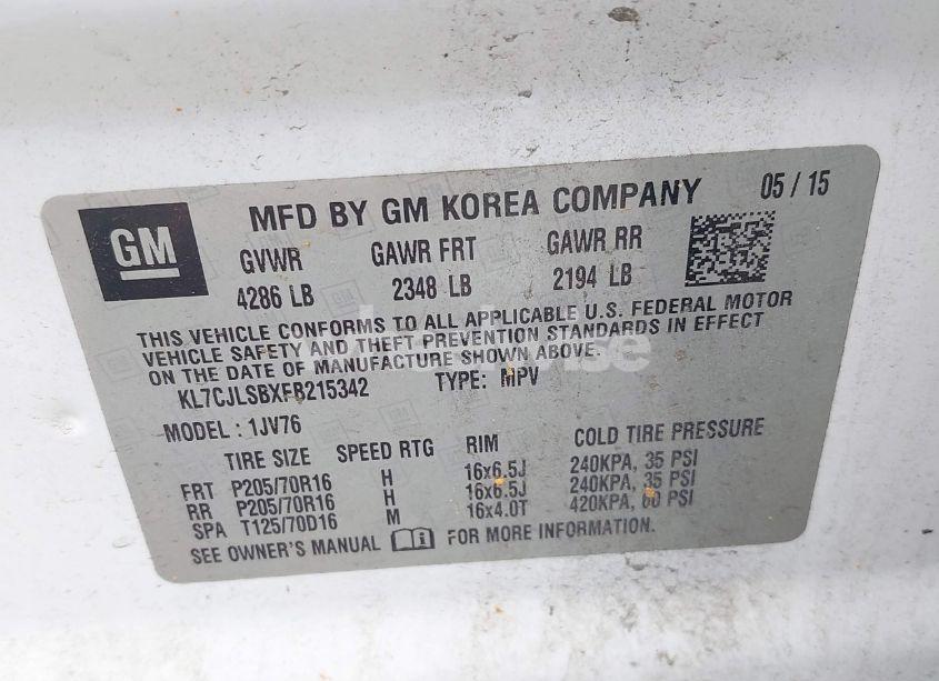 Photo 9 of 2015 Chevrolet Trax LT (VIN KL7CJLSBXFB215342)