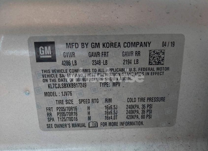 Photo 9 of 2019 Chevrolet Trax LT (VIN KL7CJLSBXKB917249)