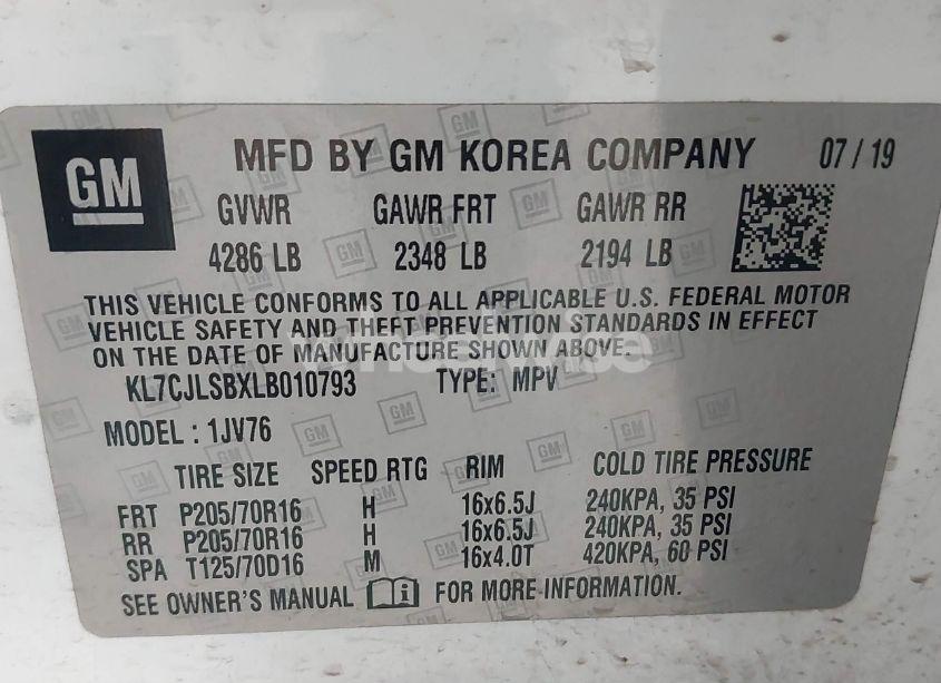 Photo 9 of 2020 Chevrolet Trax FWD LT (VIN KL7CJLSBXLB010793)