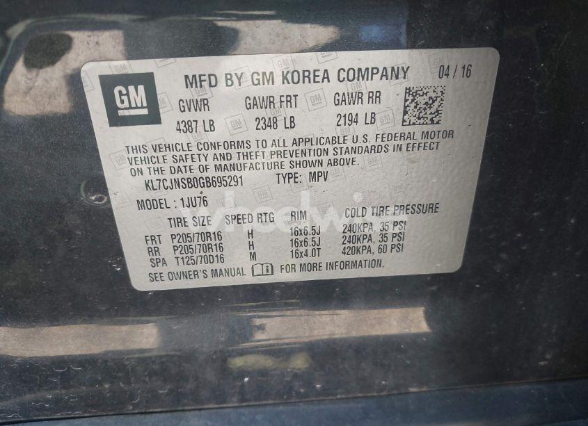 Photo 9 of 2016 Chevrolet Trax 1LS (VIN KL7CJNSB0GB695291)