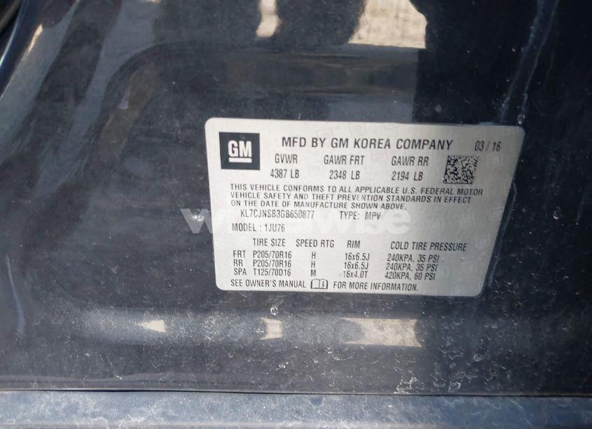 Photo 9 of 2016 Chevrolet Trax 1LS (VIN KL7CJNSB3GB650877)