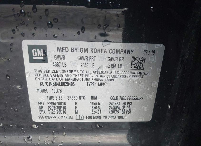 Photo 8 of 2020 Chevrolet Trax AWD LS (VIN KL7CJNSB4LB029495)